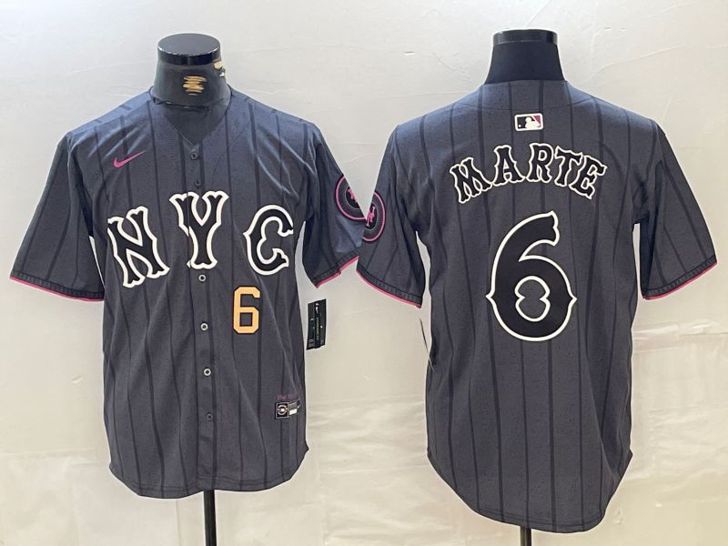Men New York Mets #6 Marte Black City Edition 2024 Nike MLB Jersey style 2->washington commanders->NFL Jersey